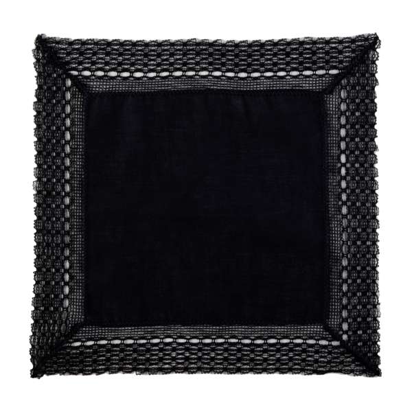 2er Set Trauertaschentuch mit Spitzenrand schwarz | 100% Baumwolle