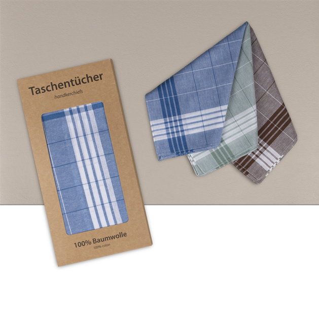 7 Stofftaschentücher für Herren - farbig