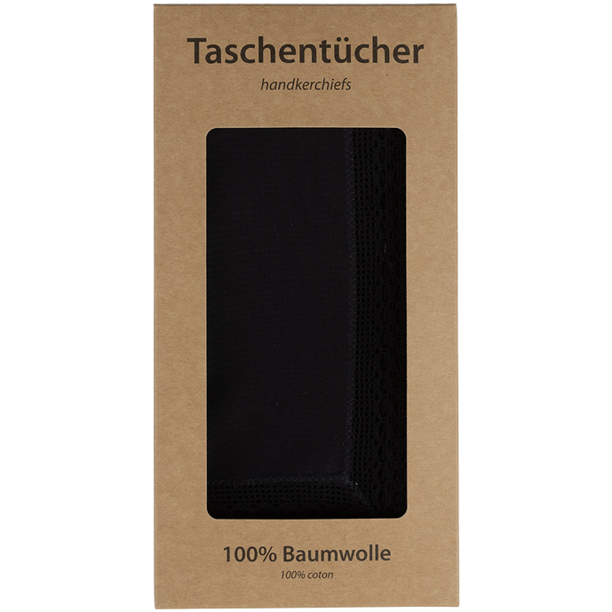 2er Set Trauertaschentuch mit Spitzenrand schwarz | 100% Baumwolle
