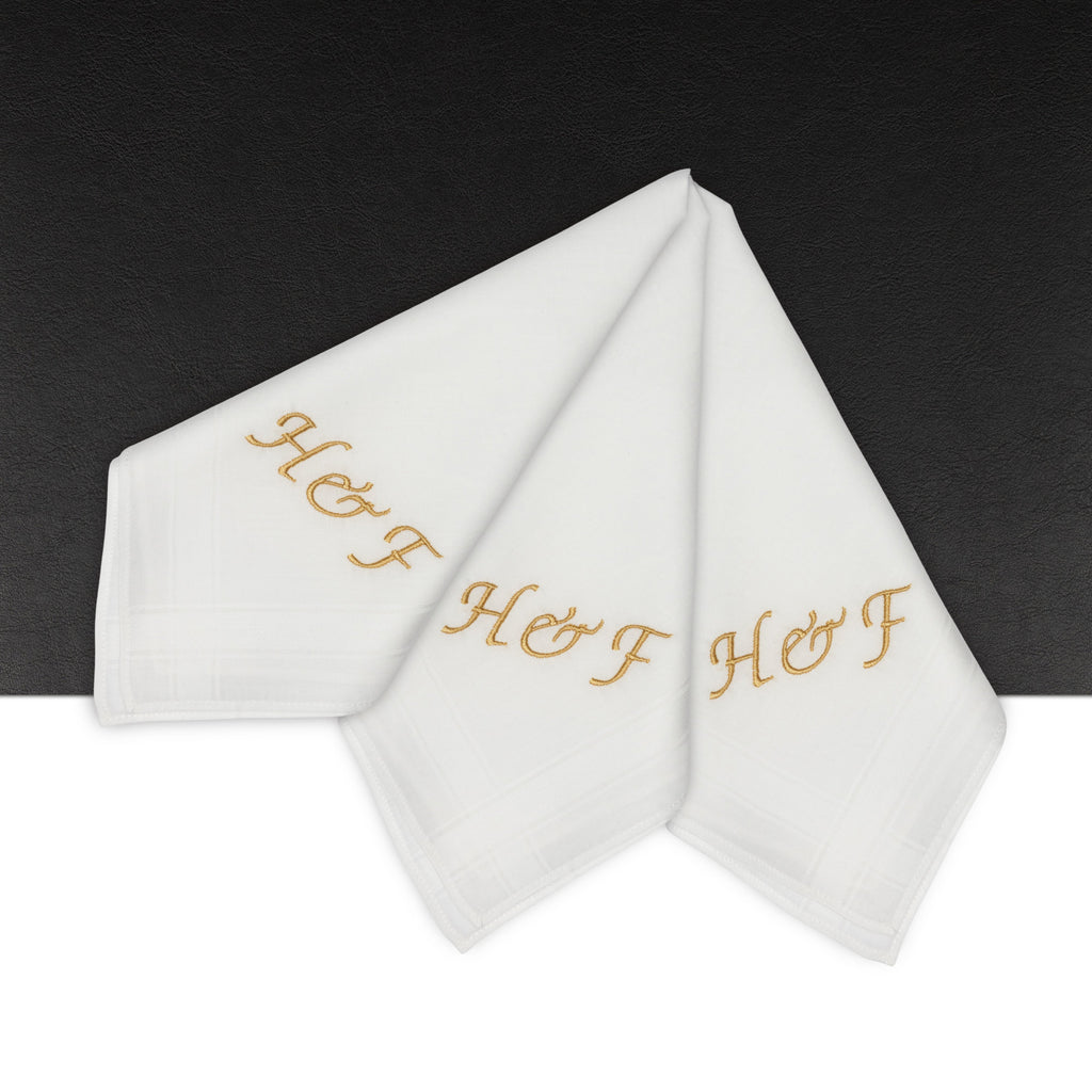 Individuell besticktes 3er Set Taschentücher | verschiedene Designs | 3 Monogramm-Taschentücher mit Wunschbestickung