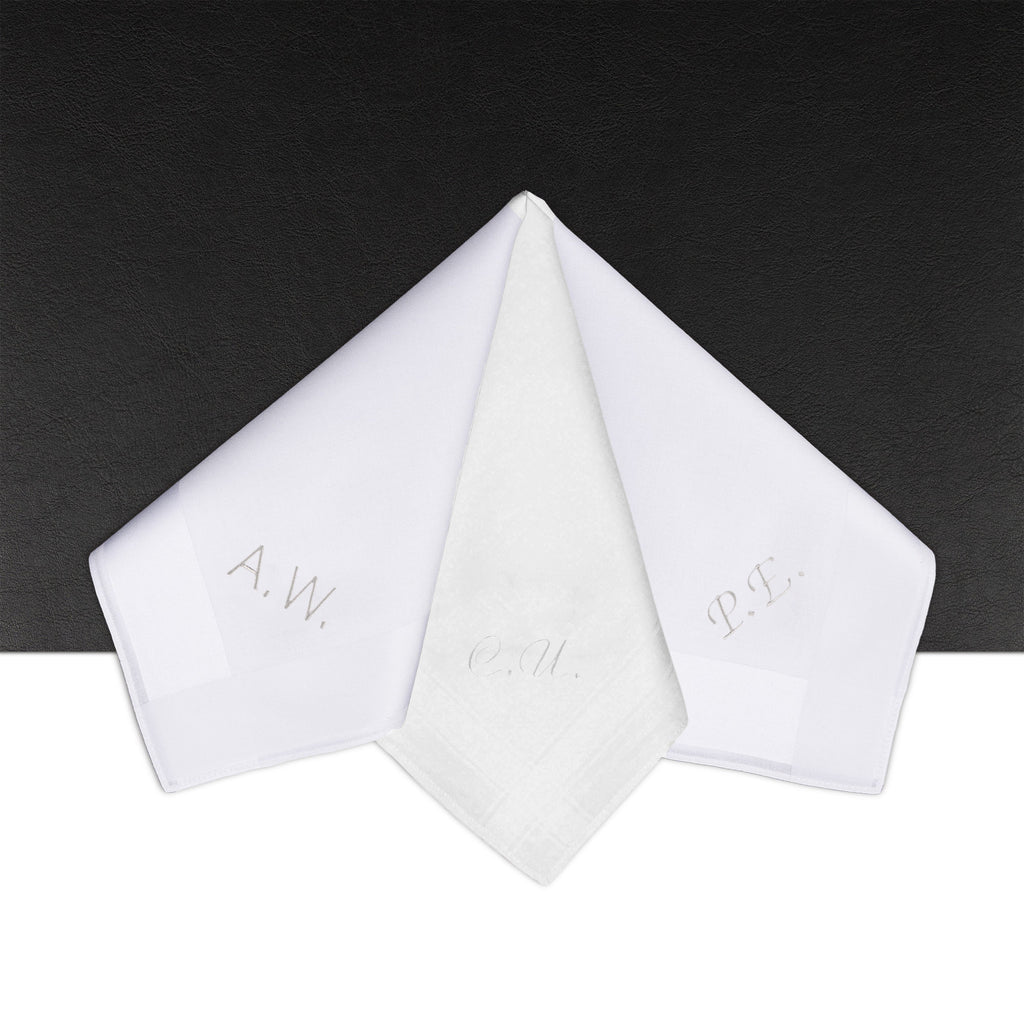 Individuell besticktes 3er Set Taschentücher | verschiedene Designs | 3 Monogramm-Taschentücher mit Wunschbestickung