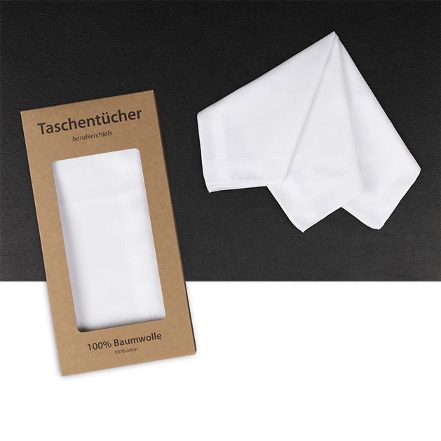 6 Stofftaschentücher für Damen uni weiss