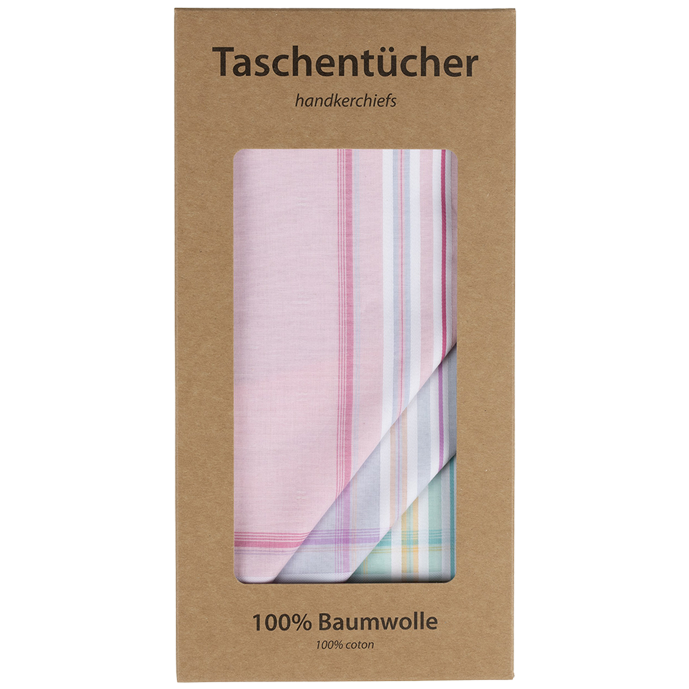 6 PREMIUM Stofftaschentücher für Damen - farbig, mit Ornamenten