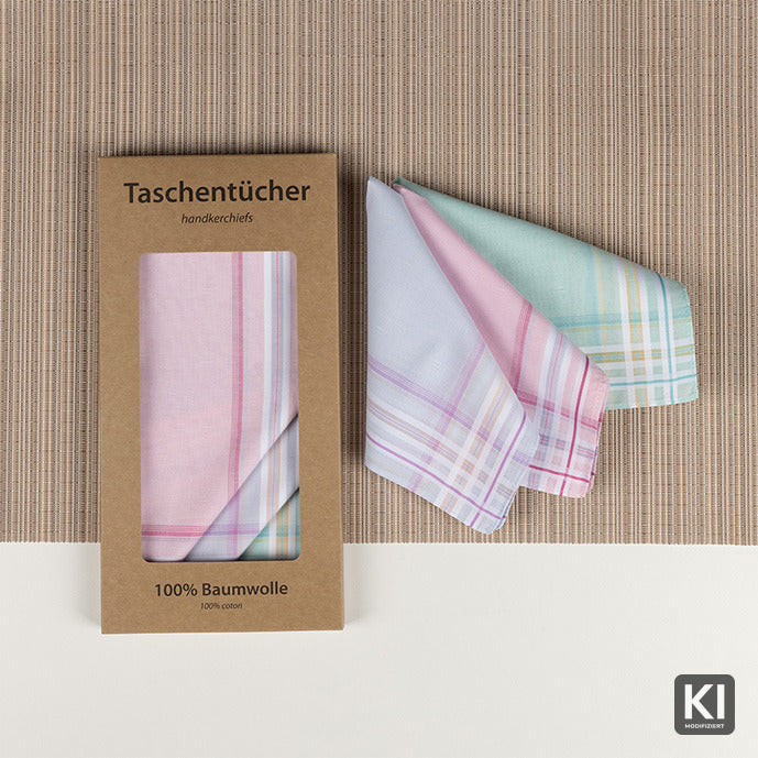6 PREMIUM Stofftaschentücher für Damen - farbig, mit Ornamenten