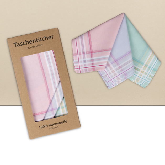 6 PREMIUM Stofftaschentücher für Damen - farbig, mit Ornamenten