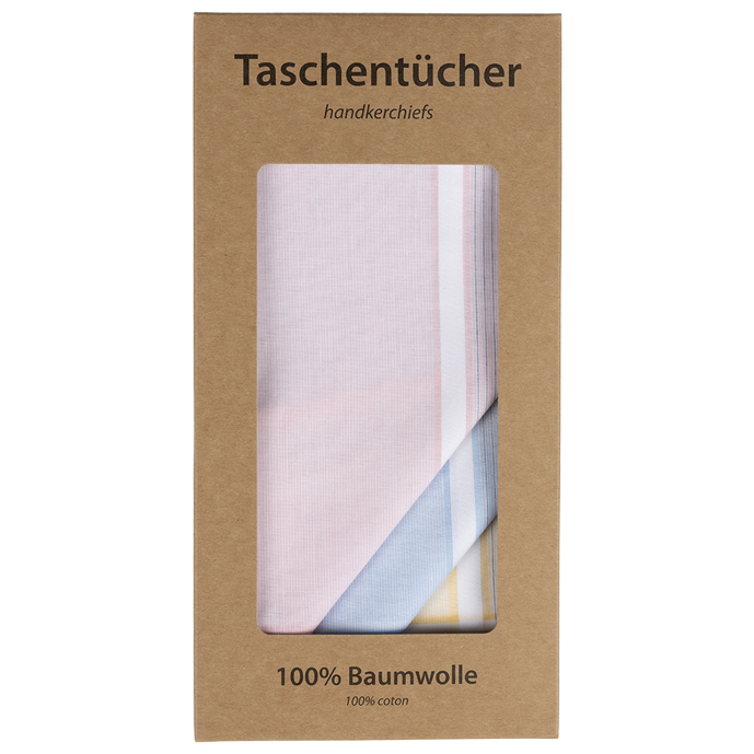 6 PREMIUM Stofftaschentücher für Damen - farbig, feine Streifen