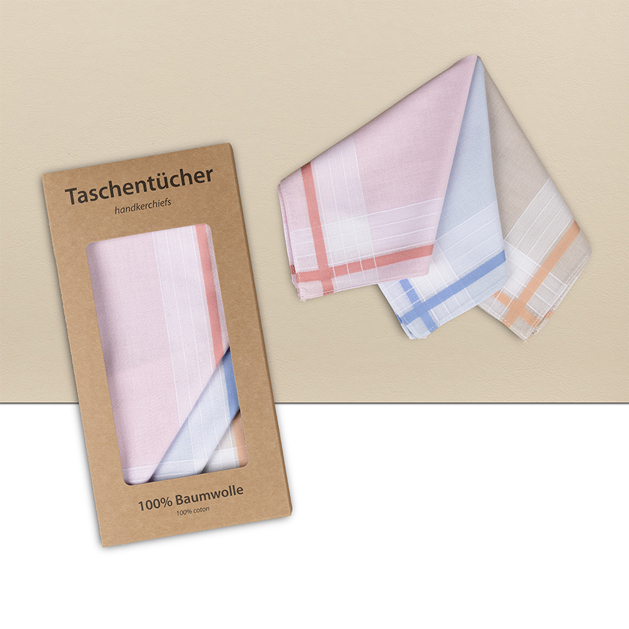 6 Stofftaschentücher für Damen - farbig