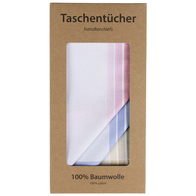 6 Stofftaschentücher für Damen - weißgrundig