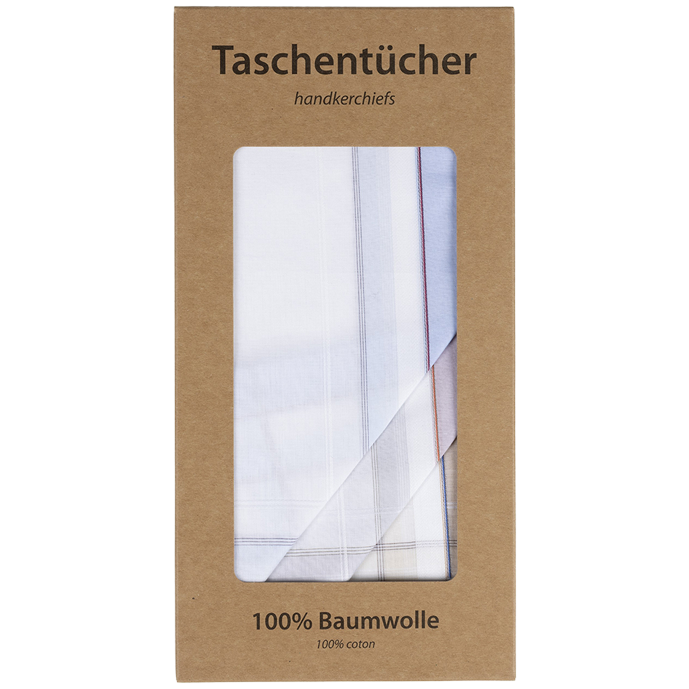 6 Stofftaschentücher für Herren - weißgrundig