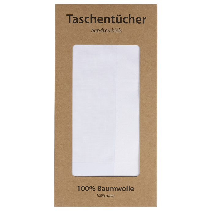 6 PREMIUM Stofftaschentücher für Herren uni weiss
