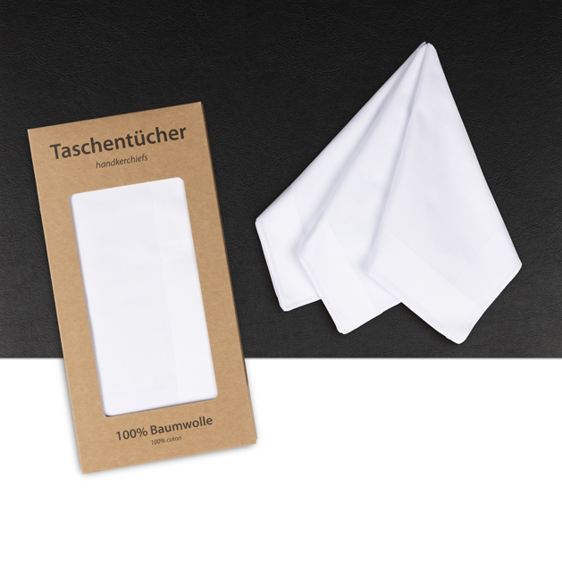 6 PREMIUM Stofftaschentücher für Herren uni weiss