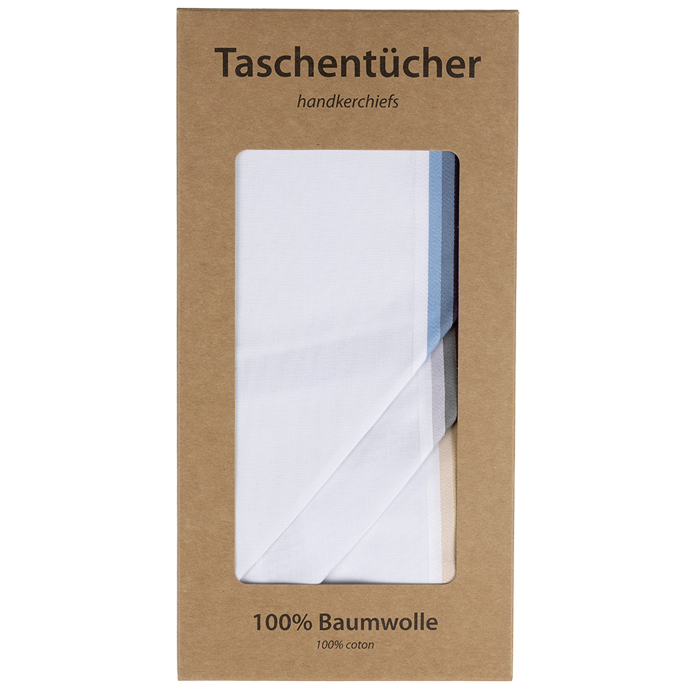6 PREMIUM Stofftaschentücher für Herren - weißgrundig