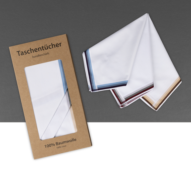 6 PREMIUM Stofftaschentücher für Herren - weißgrundig