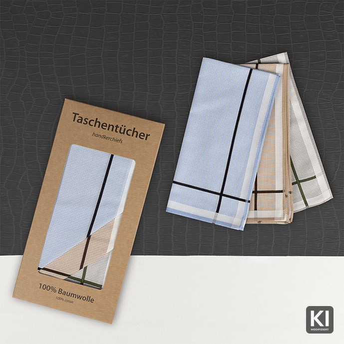 6 PREMIUM Stofftaschentücher für Herren - kariert