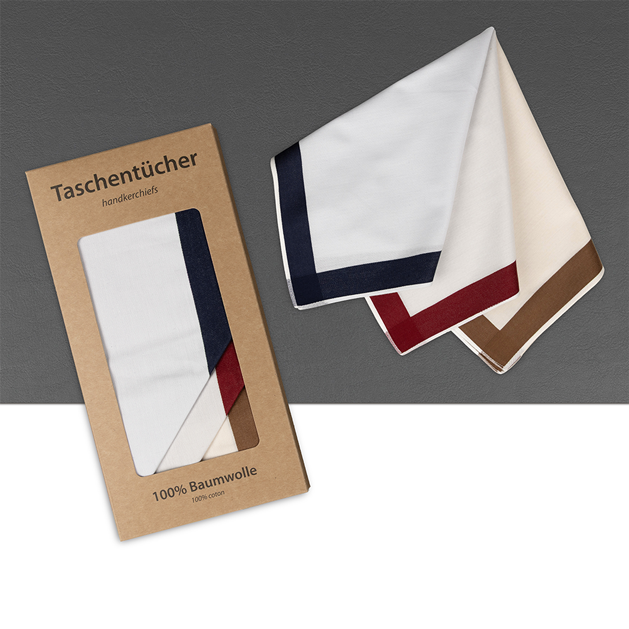 6 PREMIUM Stofftaschentücher für Herren - farbig