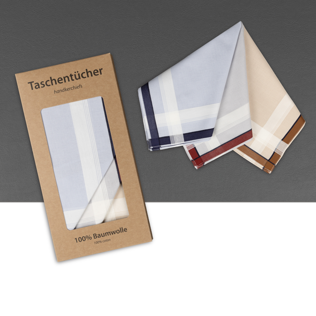 6 Stofftaschentücher für Herren - farbig