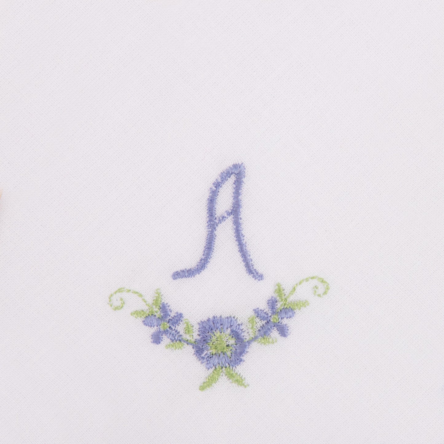 3 Stck Damen-Stofftaschentücher mit Monogramm bestickt - weisses Taschentuch mit blauen Stick