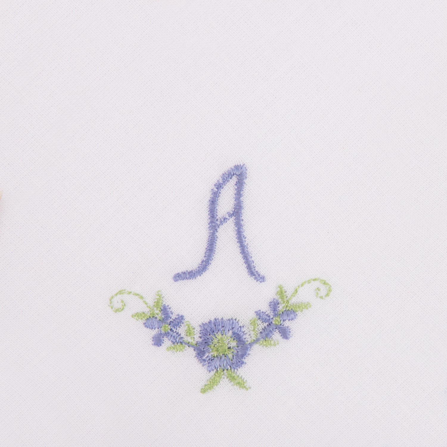 3 Stck Damen-Stofftaschentücher mit Monogramm bestickt - weisses Taschentuch mit blauen Stick
