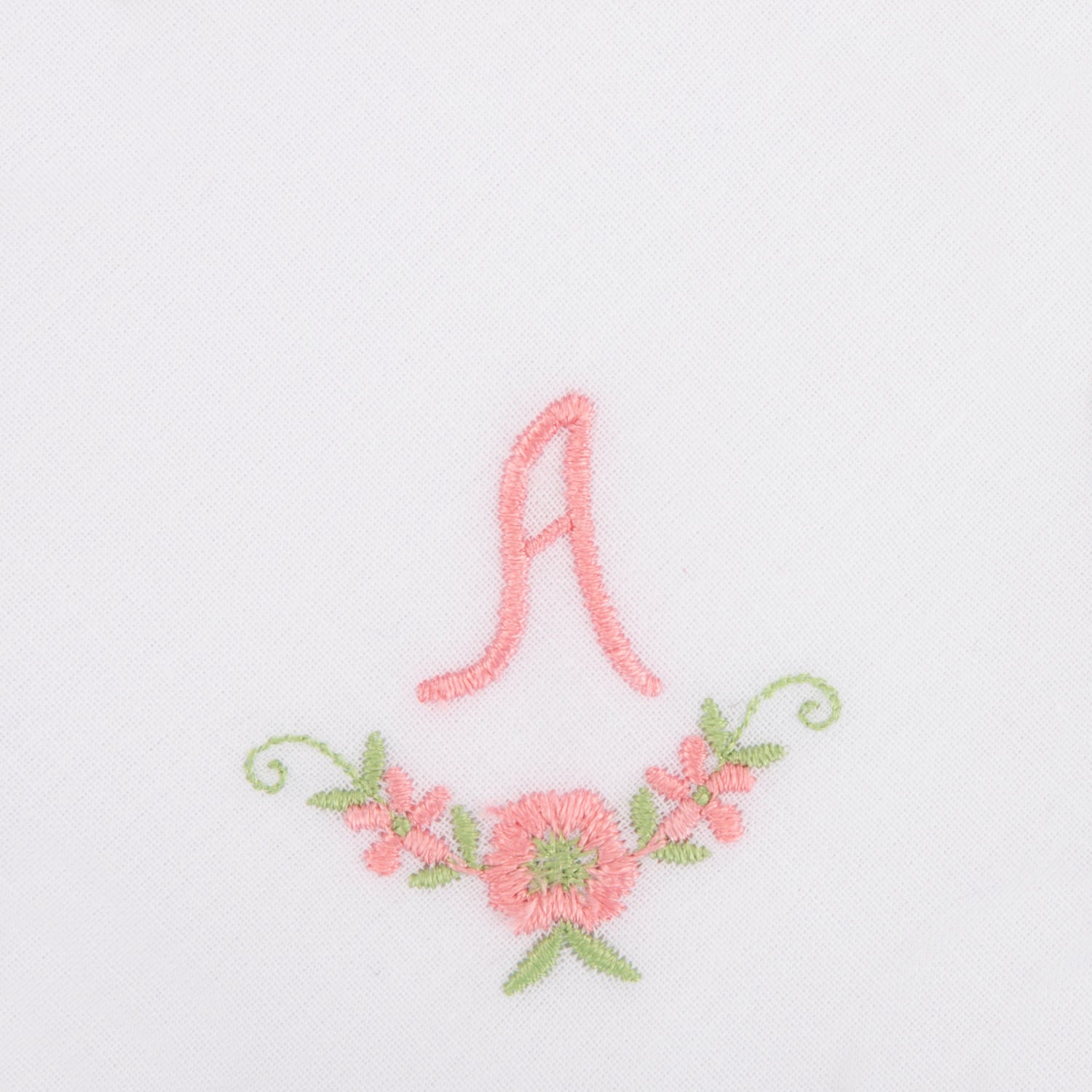 3 Stck Damen-Stofftaschentücher mit Monogramm bestickt - rosa Taschentuch mit rosa Stick