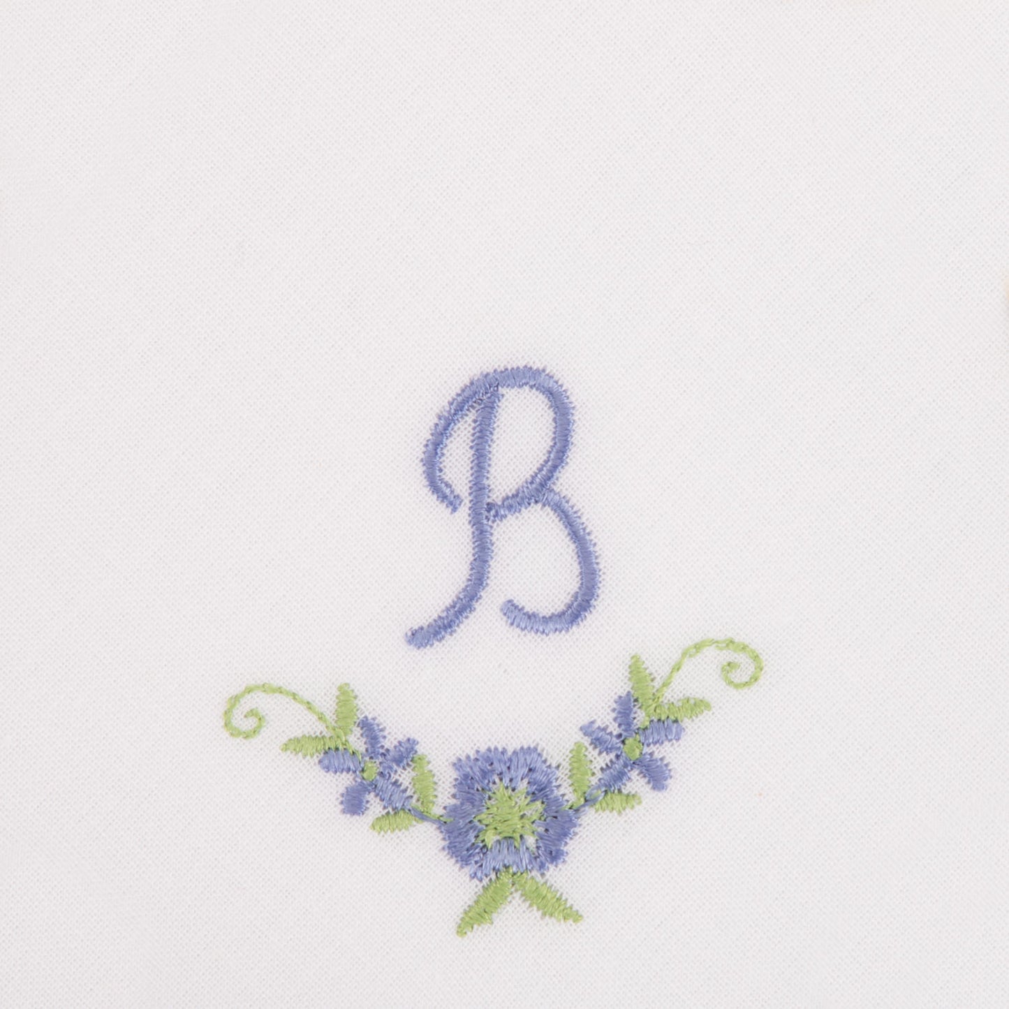 3 Stck Damen-Stofftaschentücher mit Monogramm bestickt - weisses Taschentuch mit blauen Stick