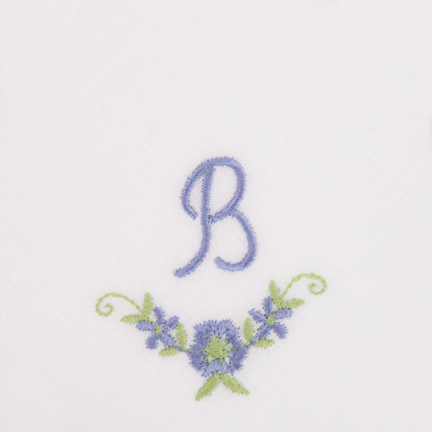 3 Stck Damen-Stofftaschentücher mit Monogramm bestickt - weisses Taschentuch mit blauen Stick