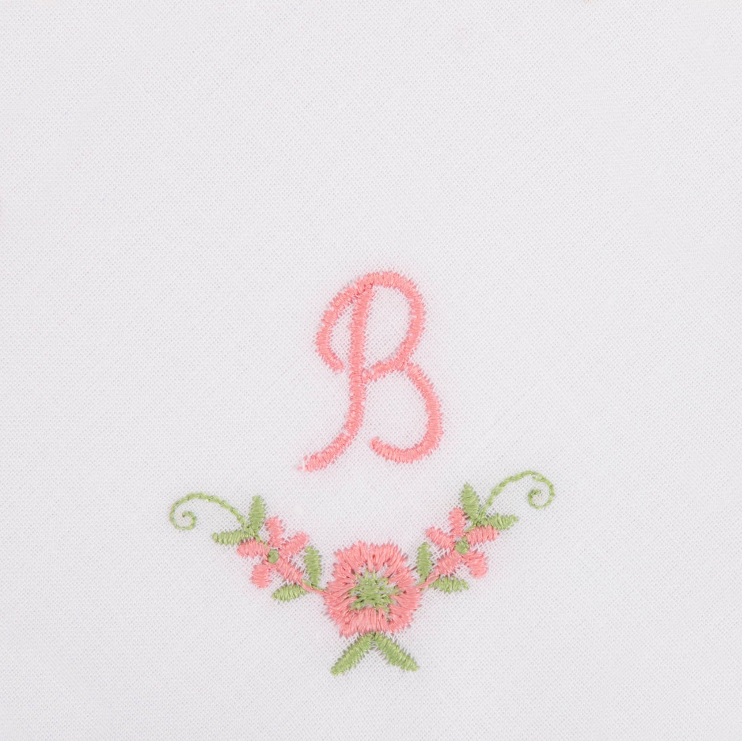 3 Stck Damen-Stofftaschentücher mit Monogramm bestickt - rosa Taschentuch mit rosa Stick