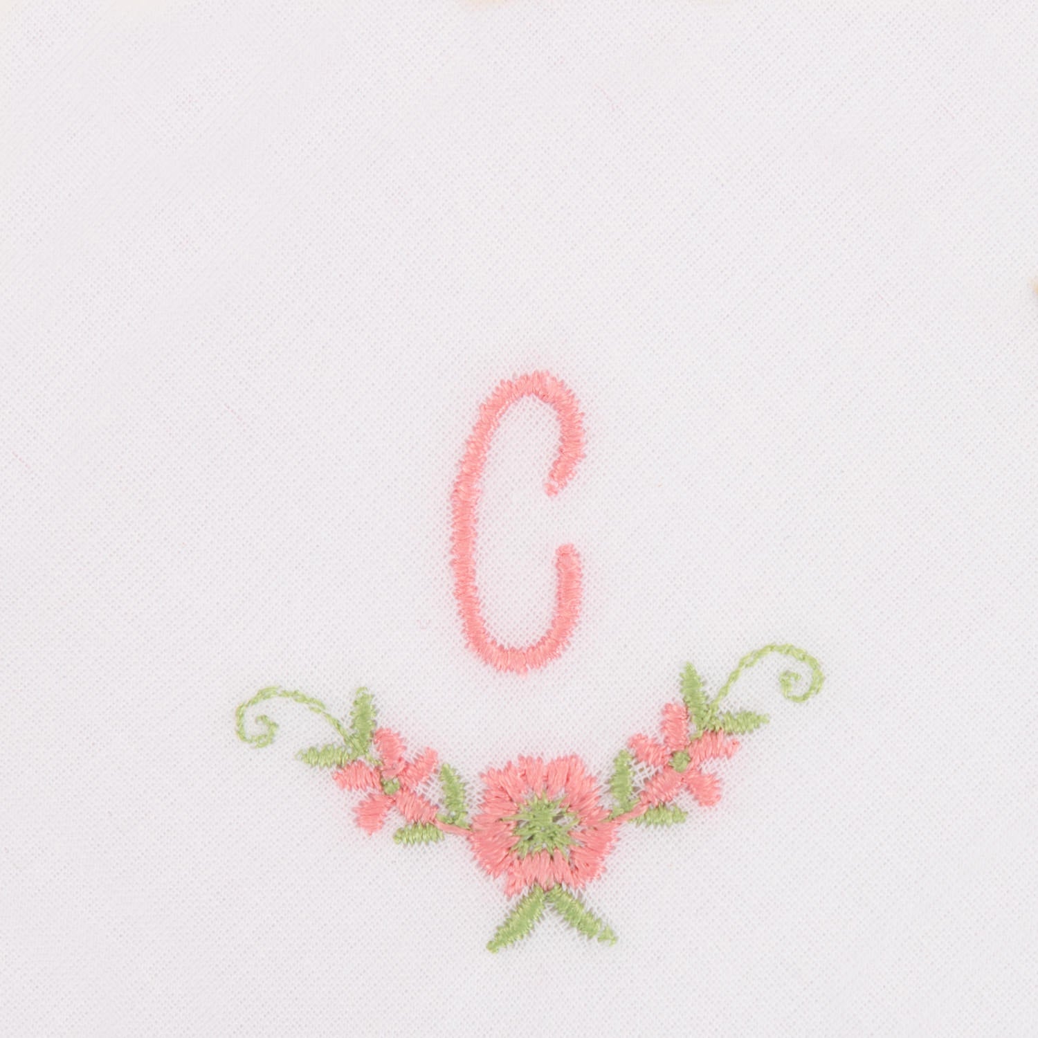 3 Stck Damen-Stofftaschentücher mit Monogramm bestickt - rosa Taschentuch mit rosa Stick