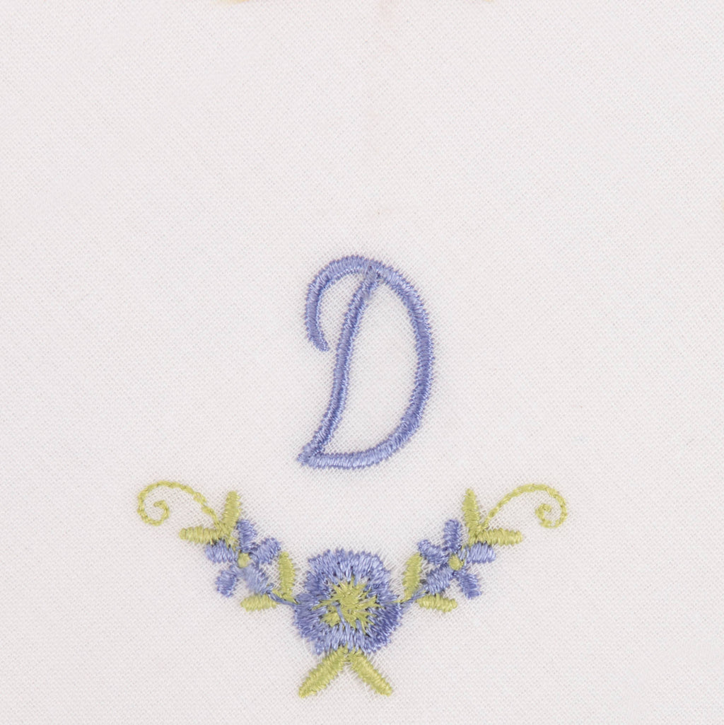 3 Stck Damen-Stofftaschentücher mit Monogramm bestickt - weisses Taschentuch mit blauen Stick