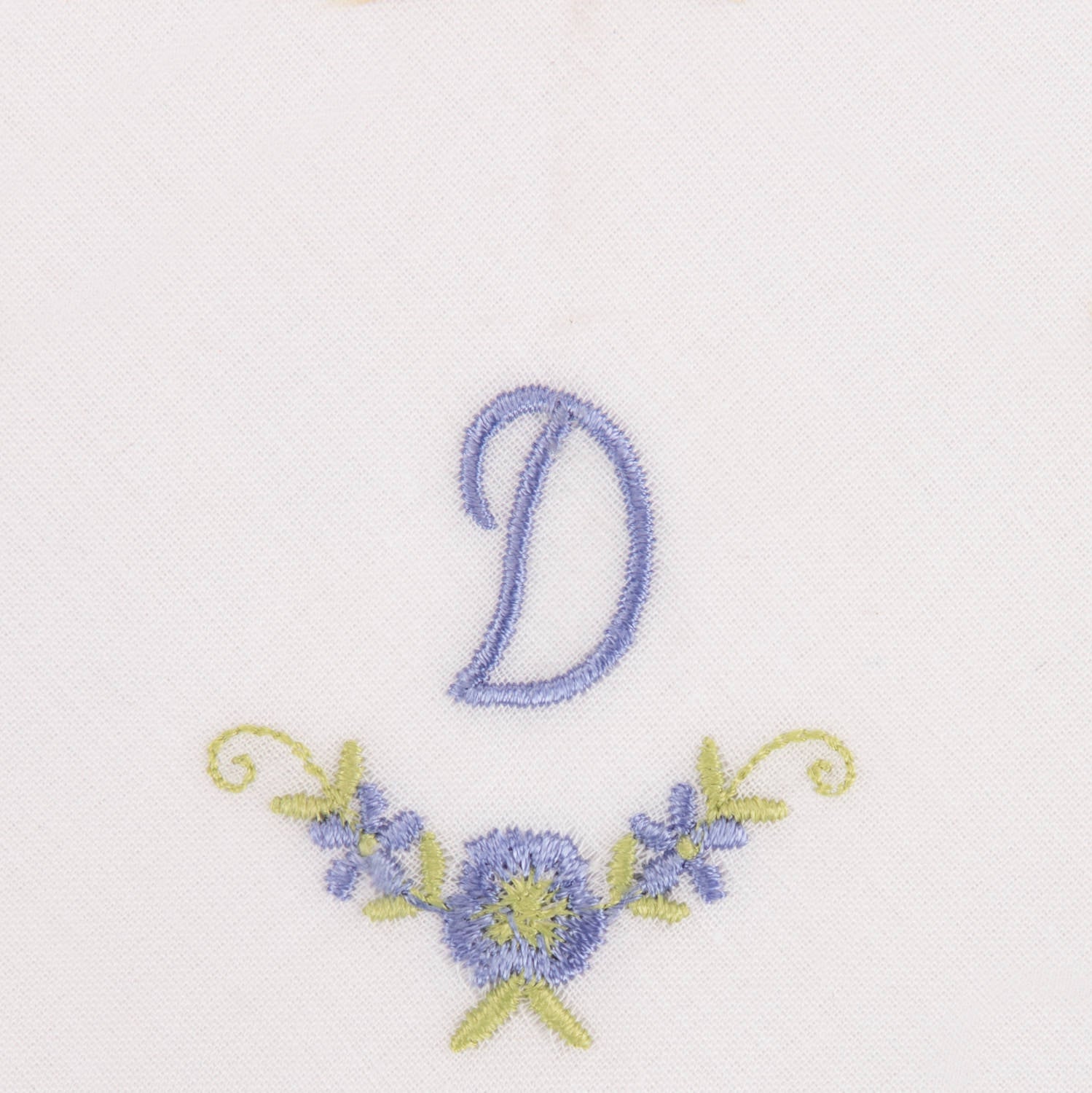 3 Stck Damen-Stofftaschentücher mit Monogramm bestickt - weisses Taschentuch mit blauen Stick