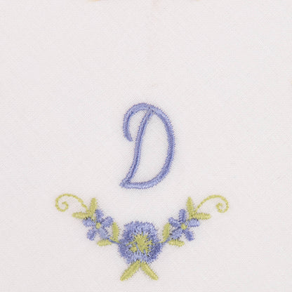 3 Stck Damen-Stofftaschentücher mit Monogramm bestickt - weisses Taschentuch mit blauen Stick