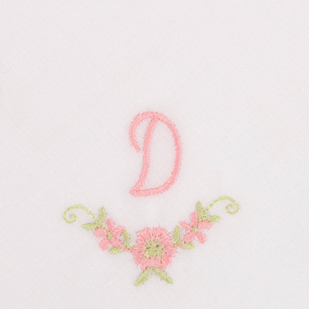 3 Stck Damen-Stofftaschentücher mit Monogramm bestickt - rosa Taschentuch mit rosa Stick
