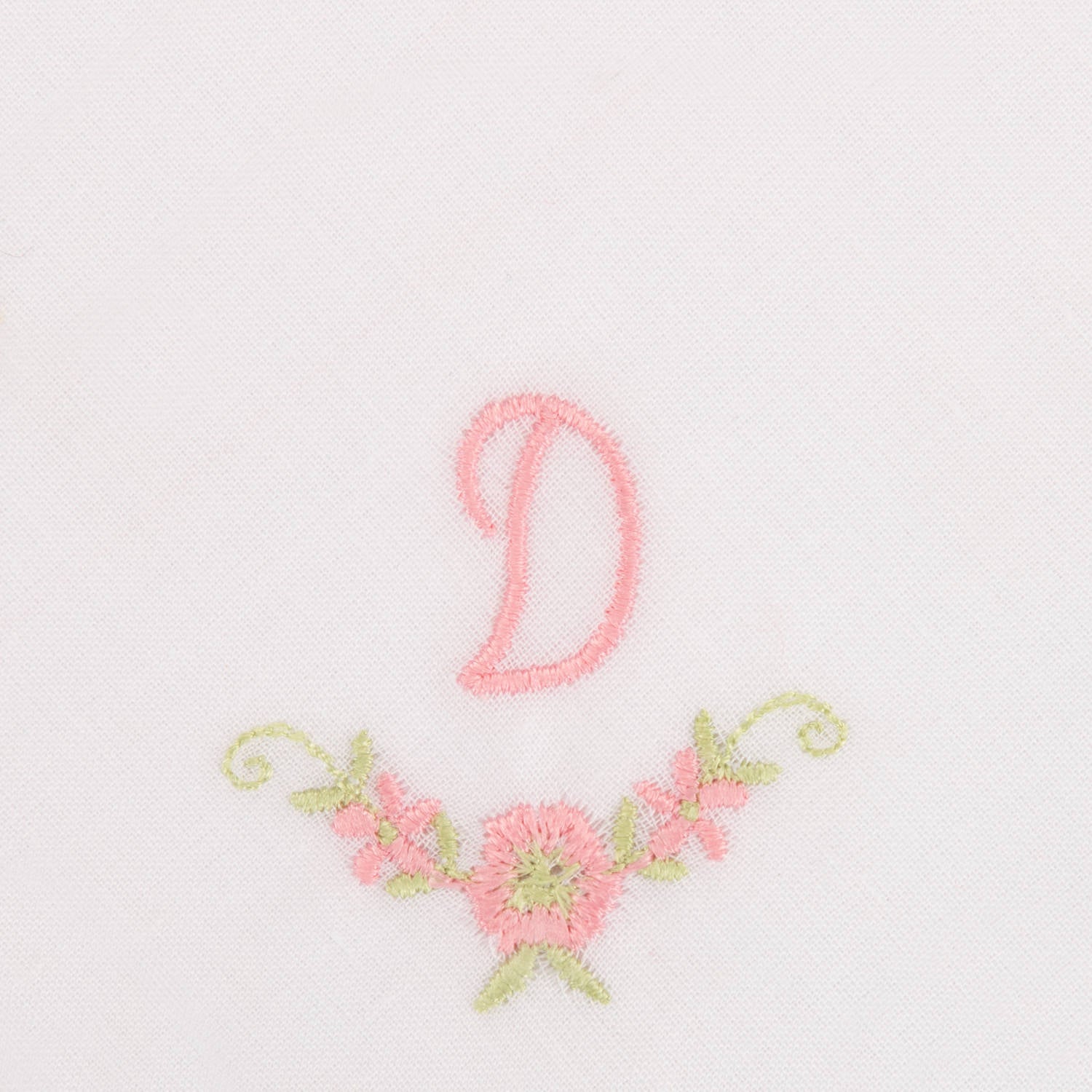 3 Stck Damen-Stofftaschentücher mit Monogramm bestickt - rosa Taschentuch mit rosa Stick