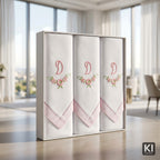 3 Stck Damen-Stofftaschentücher mit Monogramm bestickt - rosa Taschentuch mit rosa Stick