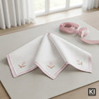 3 Stck Damen-Stofftaschentücher mit Monogramm bestickt - rosa Taschentuch mit rosa Stick