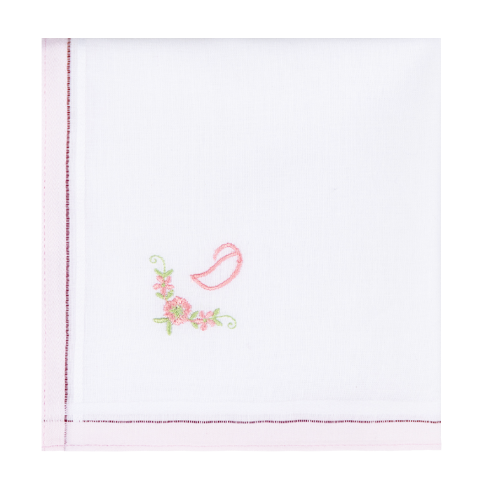 3 Stck Damen-Stofftaschentücher mit Monogramm bestickt - rosa Taschentuch mit rosa Stick