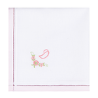3 Stck Damen-Stofftaschentücher mit Monogramm bestickt - rosa Taschentuch mit rosa Stick