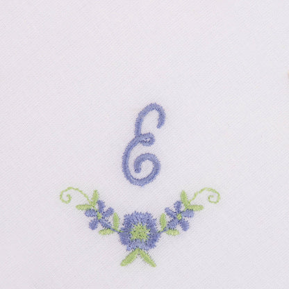 3 Stck Damen-Stofftaschentücher mit Monogramm bestickt - weisses Taschentuch mit blauen Stick