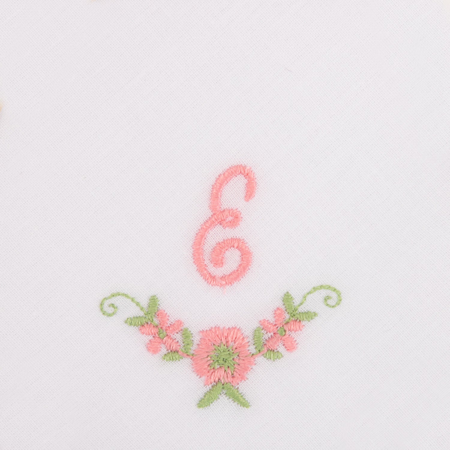 3 Stck Damen-Stofftaschentücher mit Monogramm bestickt - rosa Taschentuch mit rosa Stick