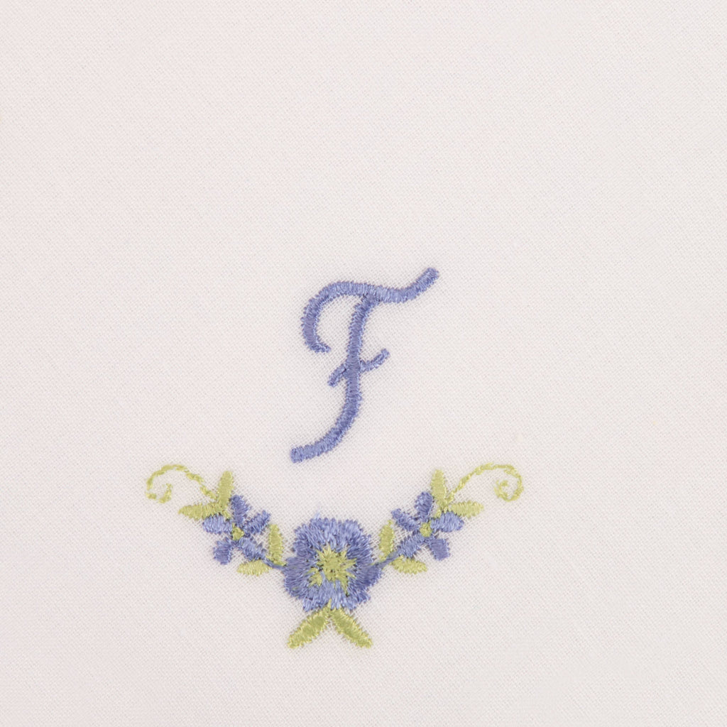 3 Stck Damen-Stofftaschentücher mit Monogramm bestickt - weisses Taschentuch mit blauen Stick