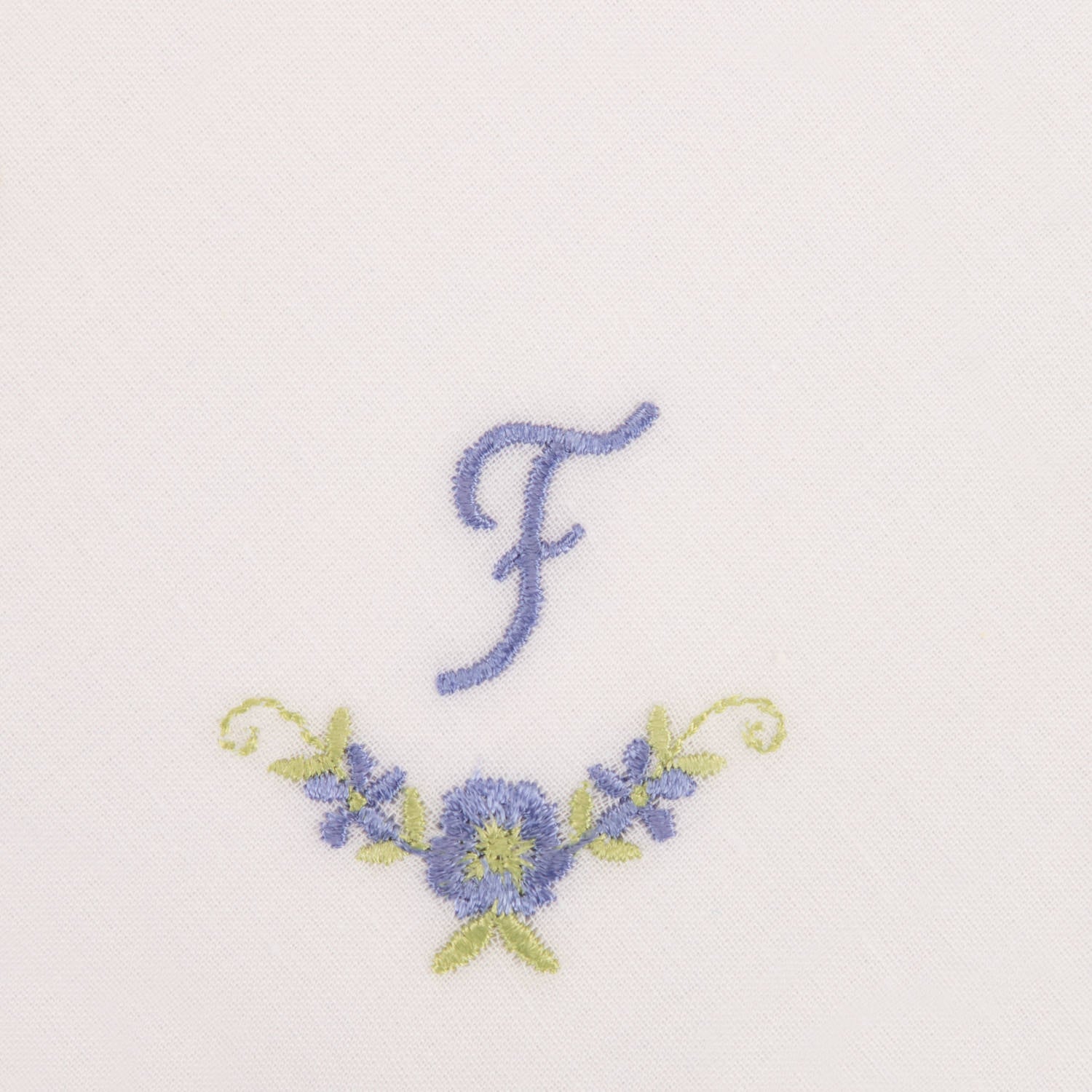 3 Stck Damen-Stofftaschentücher mit Monogramm bestickt - weisses Taschentuch mit blauen Stick