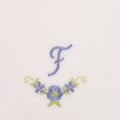 3 Stck Damen-Stofftaschentücher mit Monogramm bestickt - weisses Taschentuch mit blauen Stick