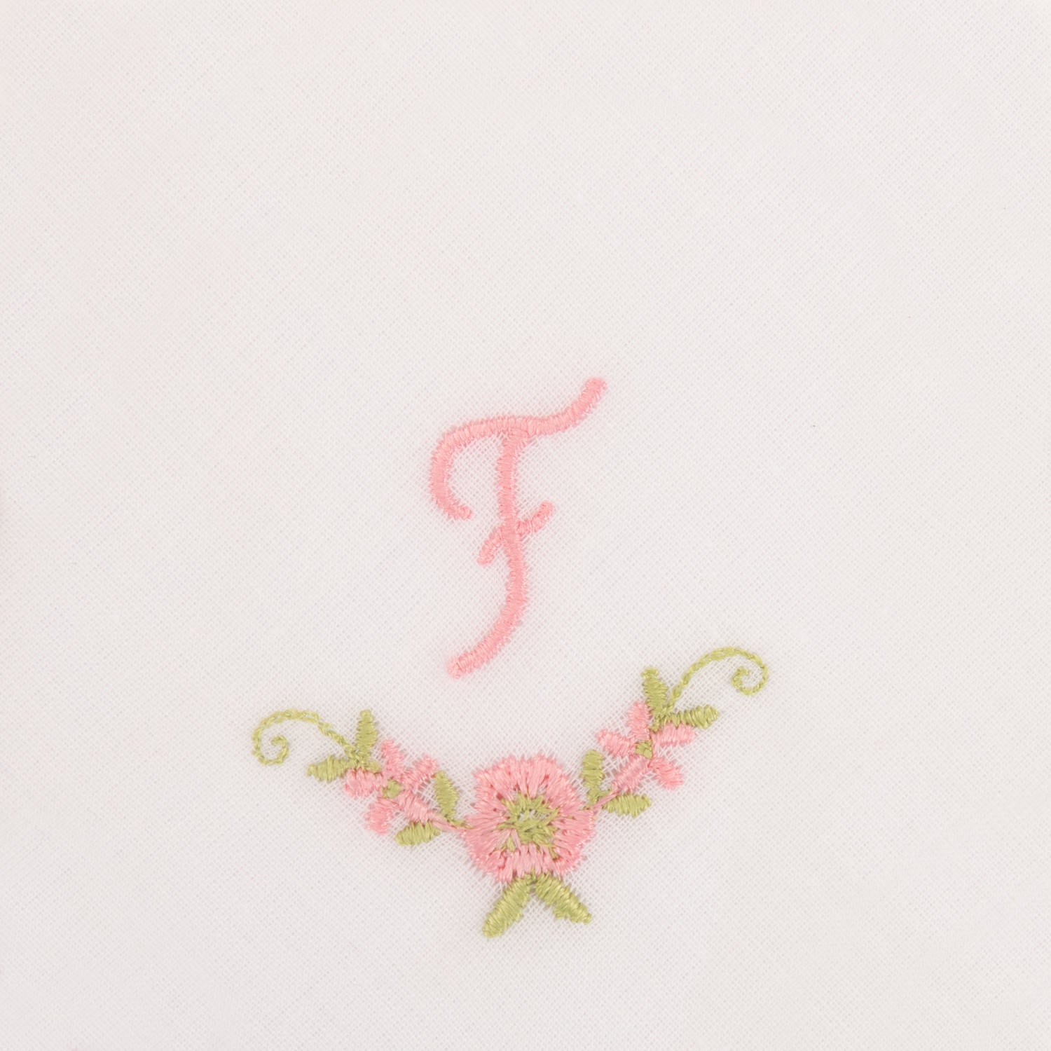 3 Stck Damen-Stofftaschentücher mit Monogramm bestickt - rosa Taschentuch mit rosa Stick