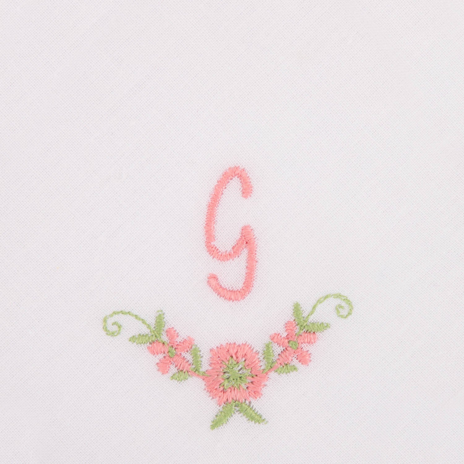 3 Stck Damen-Stofftaschentücher mit Monogramm bestickt - rosa Taschentuch mit rosa Stick