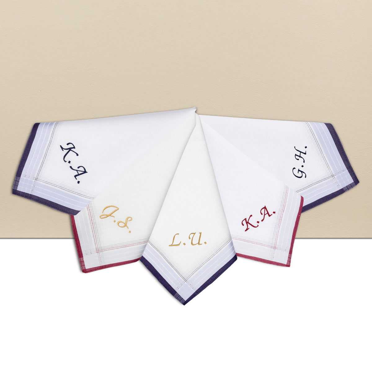 Individuell besticktes 3er Set Taschentücher | verschiedene Designs | 3 Monogramm-Taschentücher mit Wunschbestickung