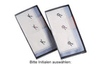 3 Stck Herren Stofftaschentücher mit Monogramm bestickt - mit farbigem Rand und Satinstreifen 100% Baumwolle