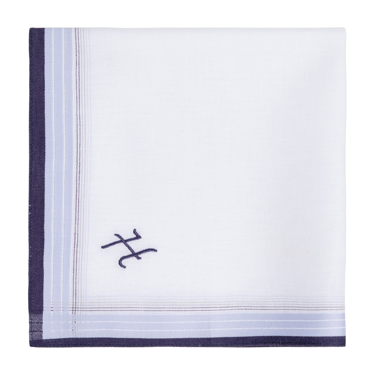 3 Stck Herren Stofftaschentücher mit Monogramm bestickt - mit farbigem Rand und Satinstreifen 100% Baumwolle