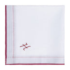 3 Stck Herren Stofftaschentücher mit Monogramm bestickt - mit farbigem Rand und Satinstreifen 100% Baumwolle