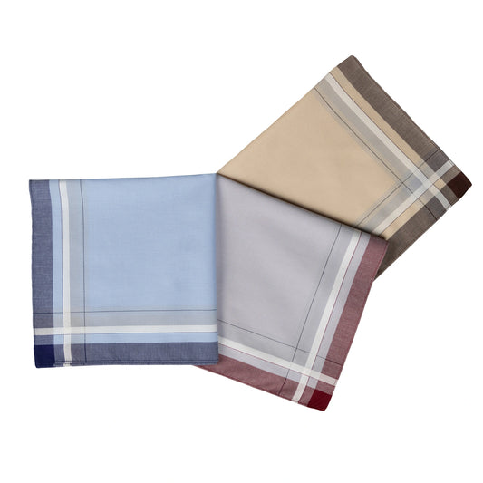 3 Herrentaschentücher in Blau, rot, und braun 