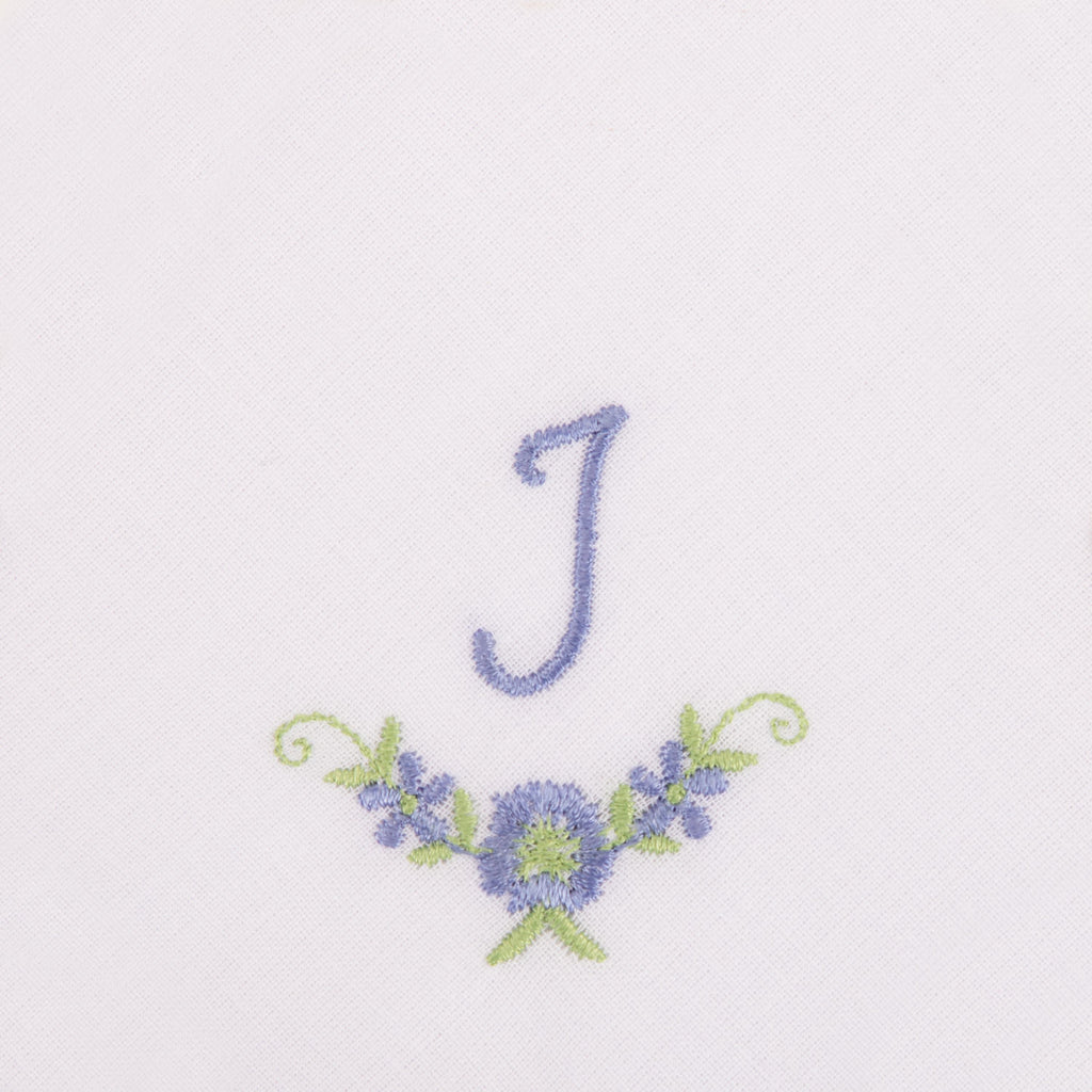 3 Stck Damen-Stofftaschentücher mit Monogramm bestickt - weisses Taschentuch mit blauen Stick