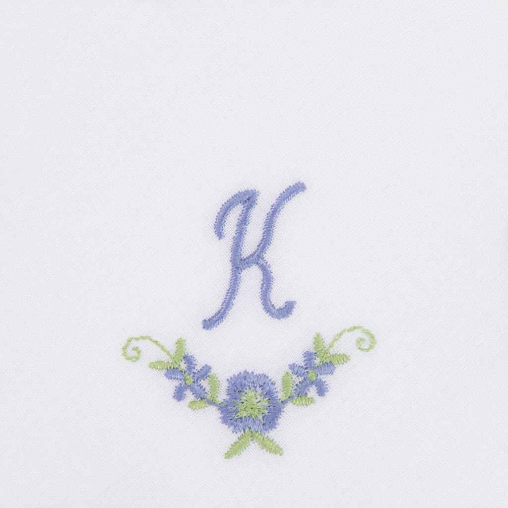 3 Stck Damen-Stofftaschentücher mit Monogramm bestickt - weisses Taschentuch mit blauen Stick